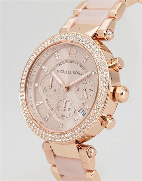 michael kors damen uhr parker mk5896 chronograph edelstahl rose neu|michael kors parker rose gold.